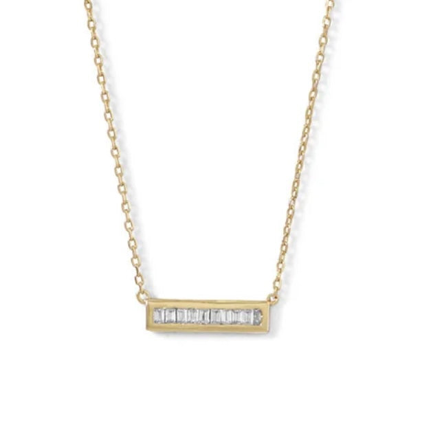 Mini Bar Necklace with Cubic Zirconia