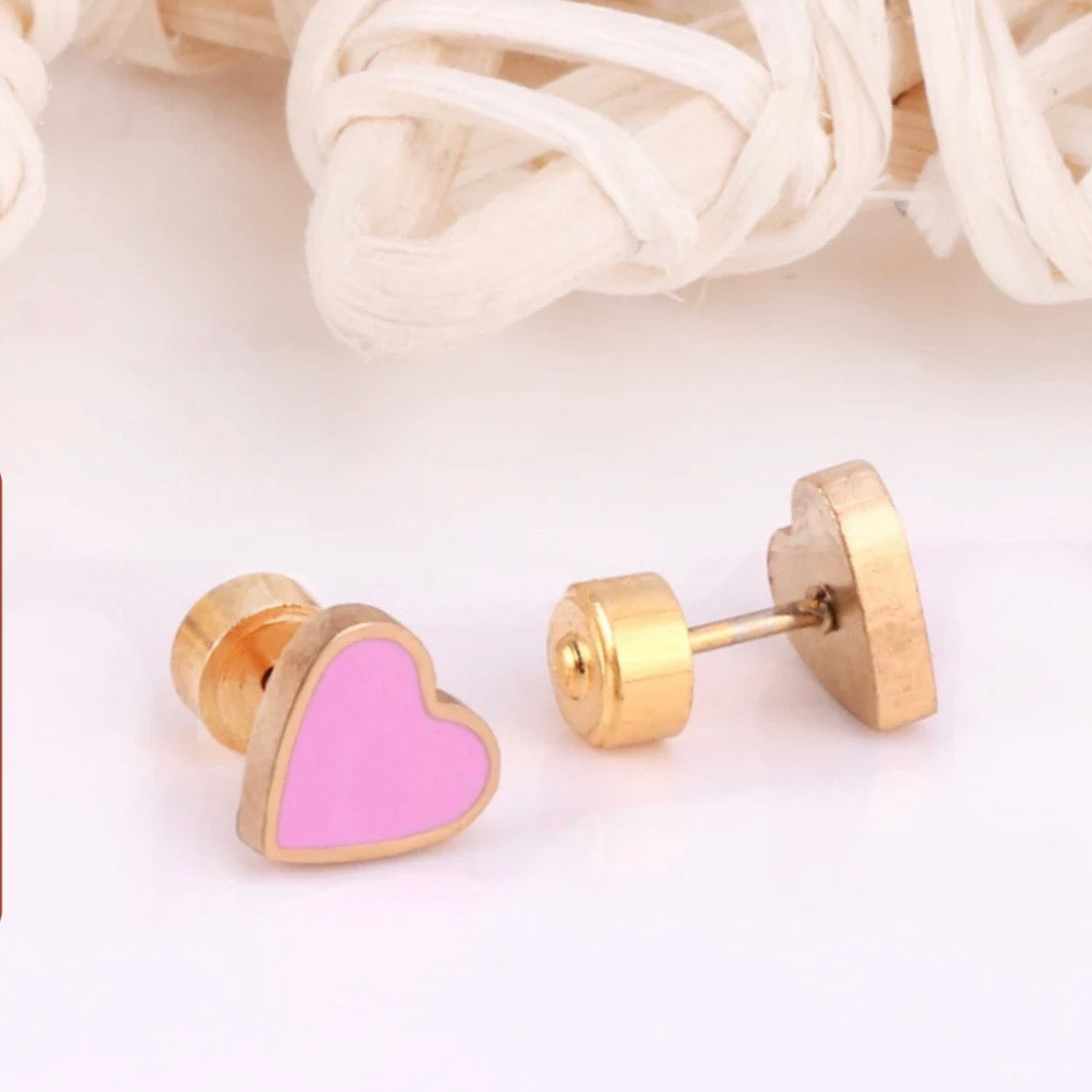 Red or Pink Heart Post Earrings