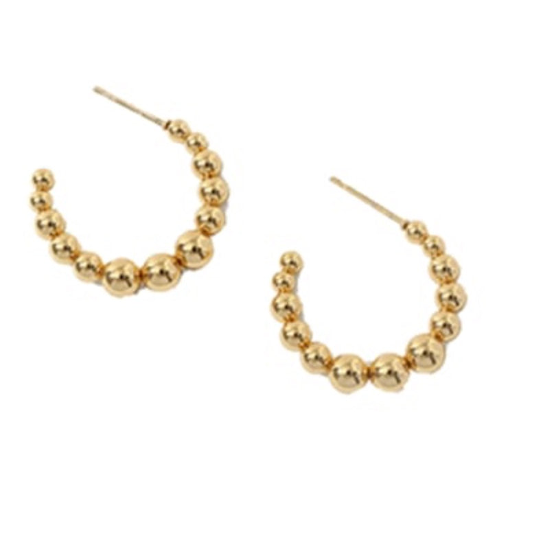 Beaded Gold Hoop - Large, 18k plated stainless