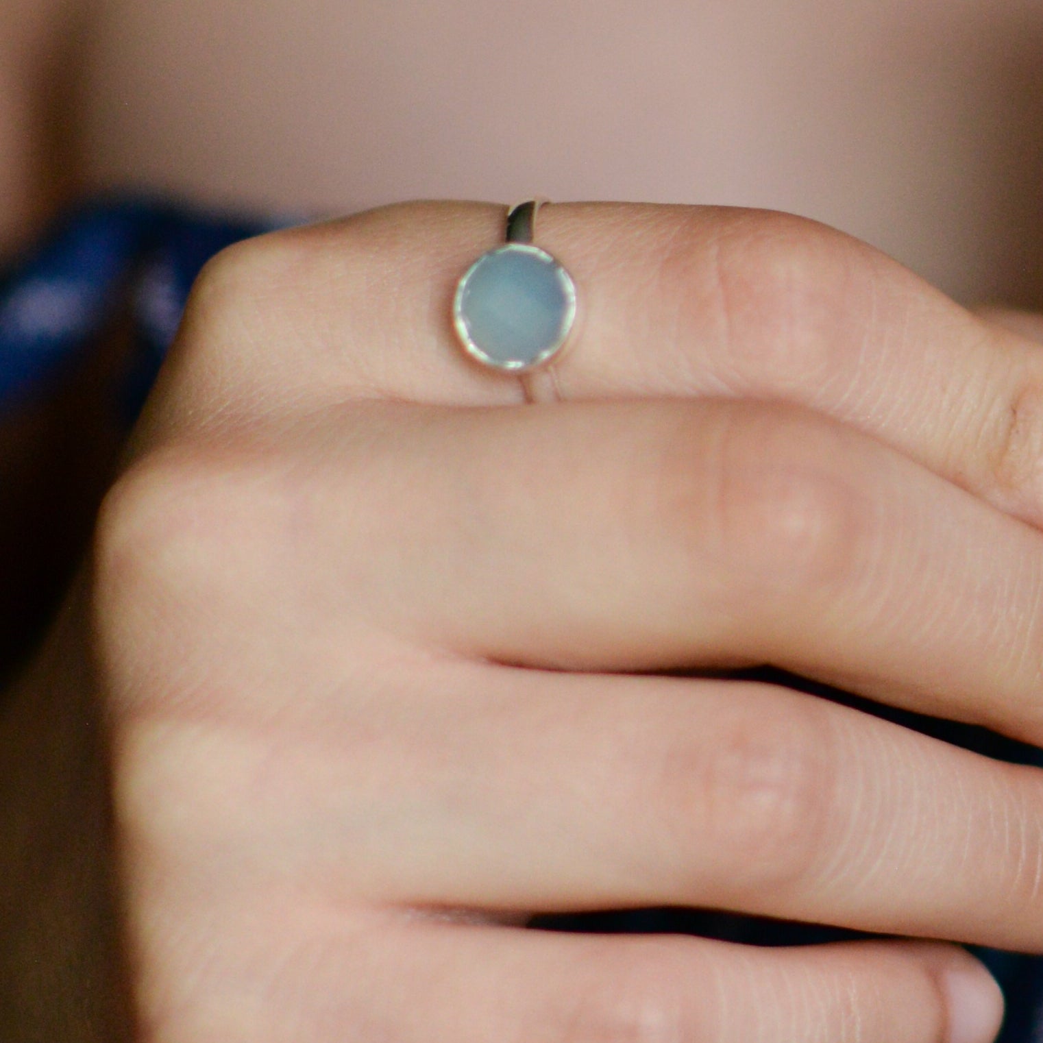 Blue Chalcedony Solitaire