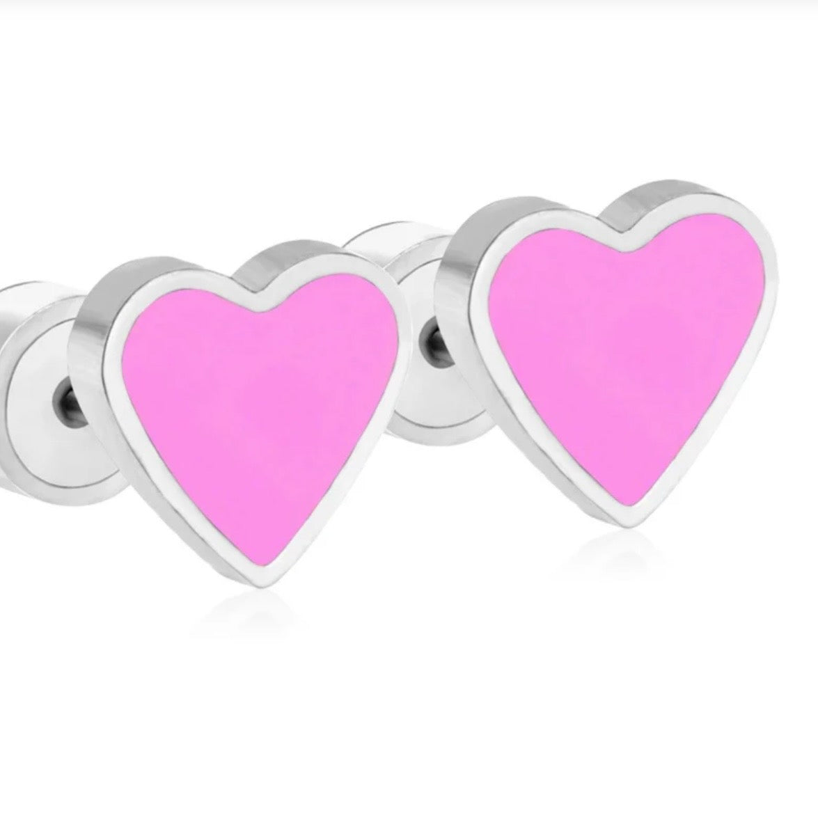 Red or Pink Heart Post Earrings