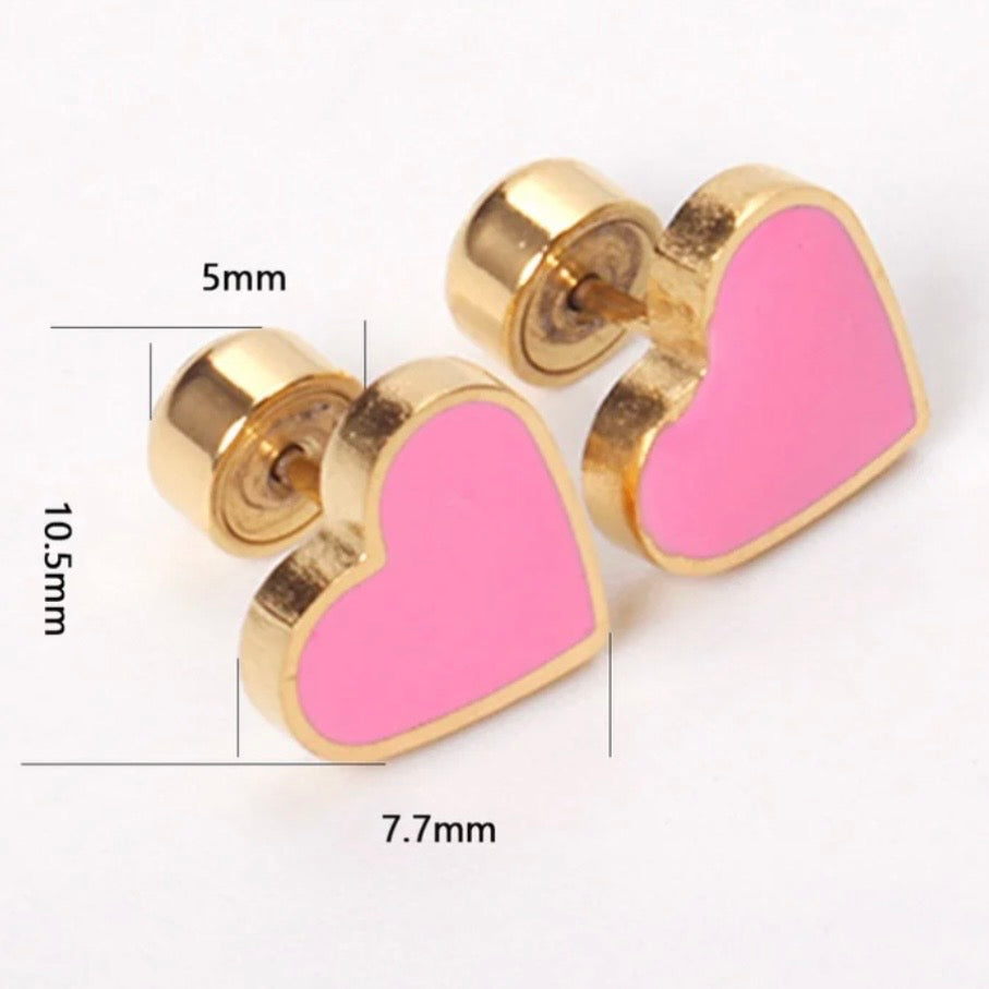 Red or Pink Heart Post Earrings