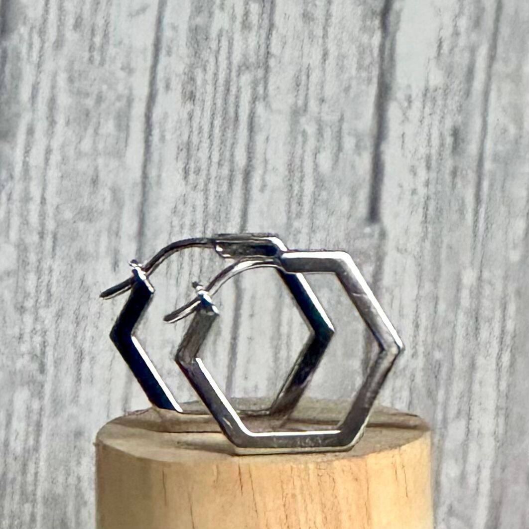 Hex Hoop Sterling Silver