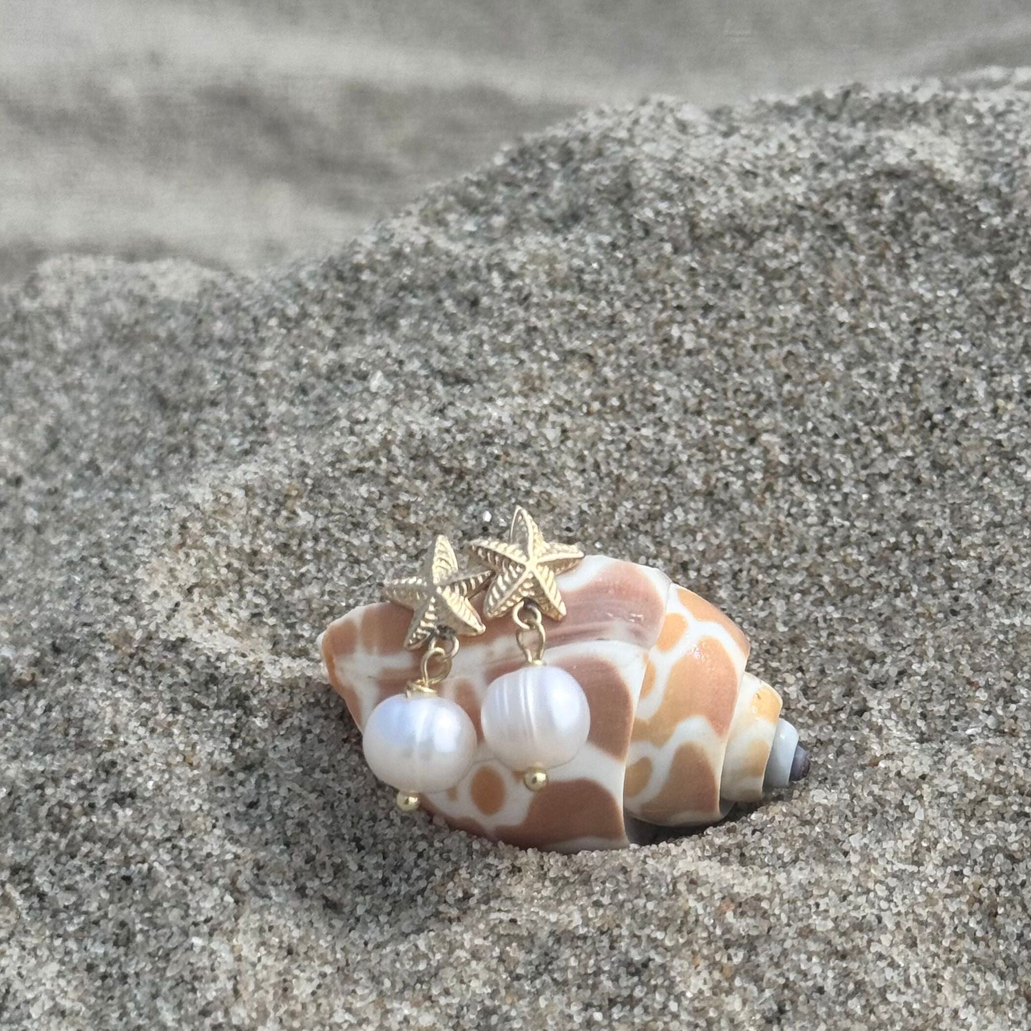 Starfish and Pearl Earrings