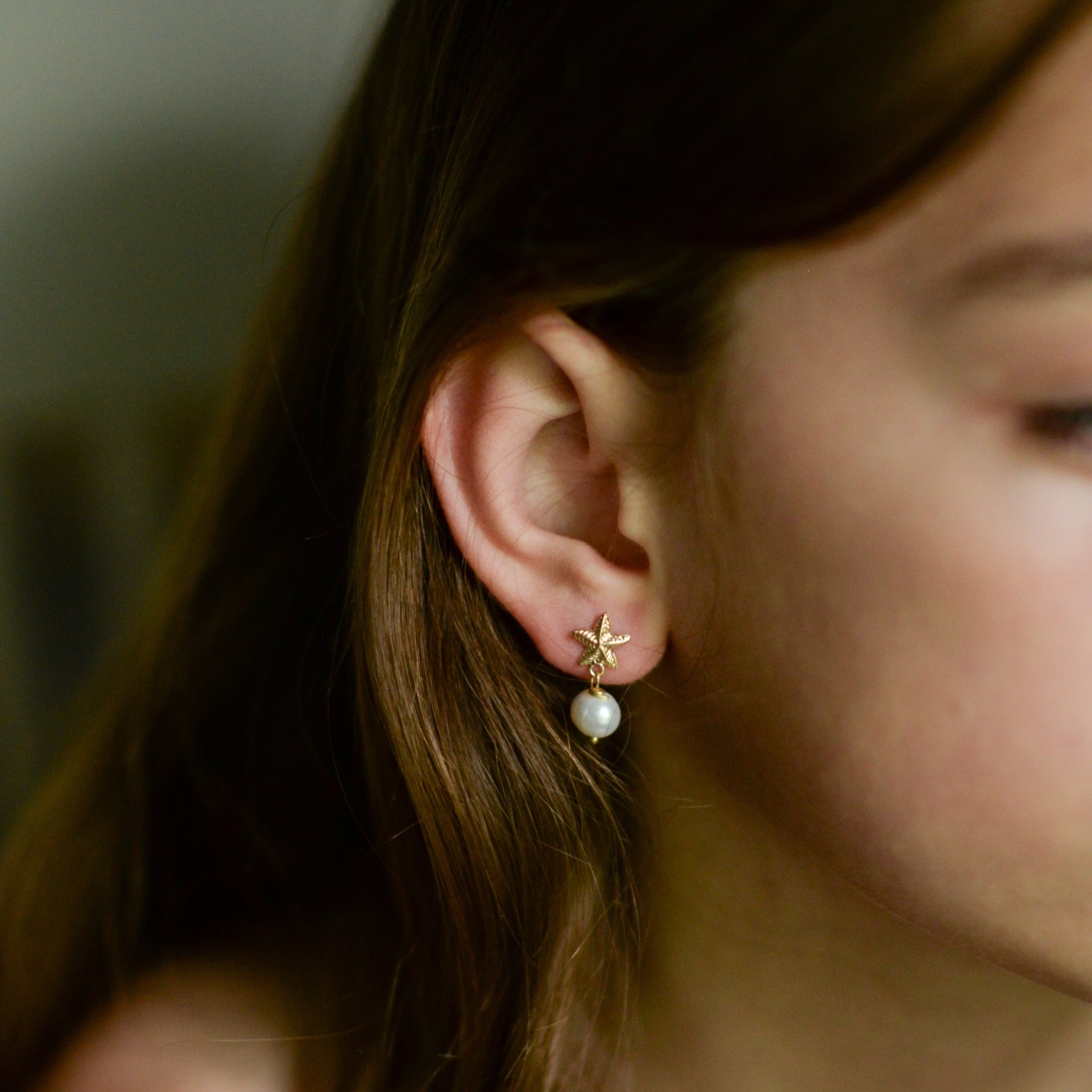 Starfish and Pearl Earrings