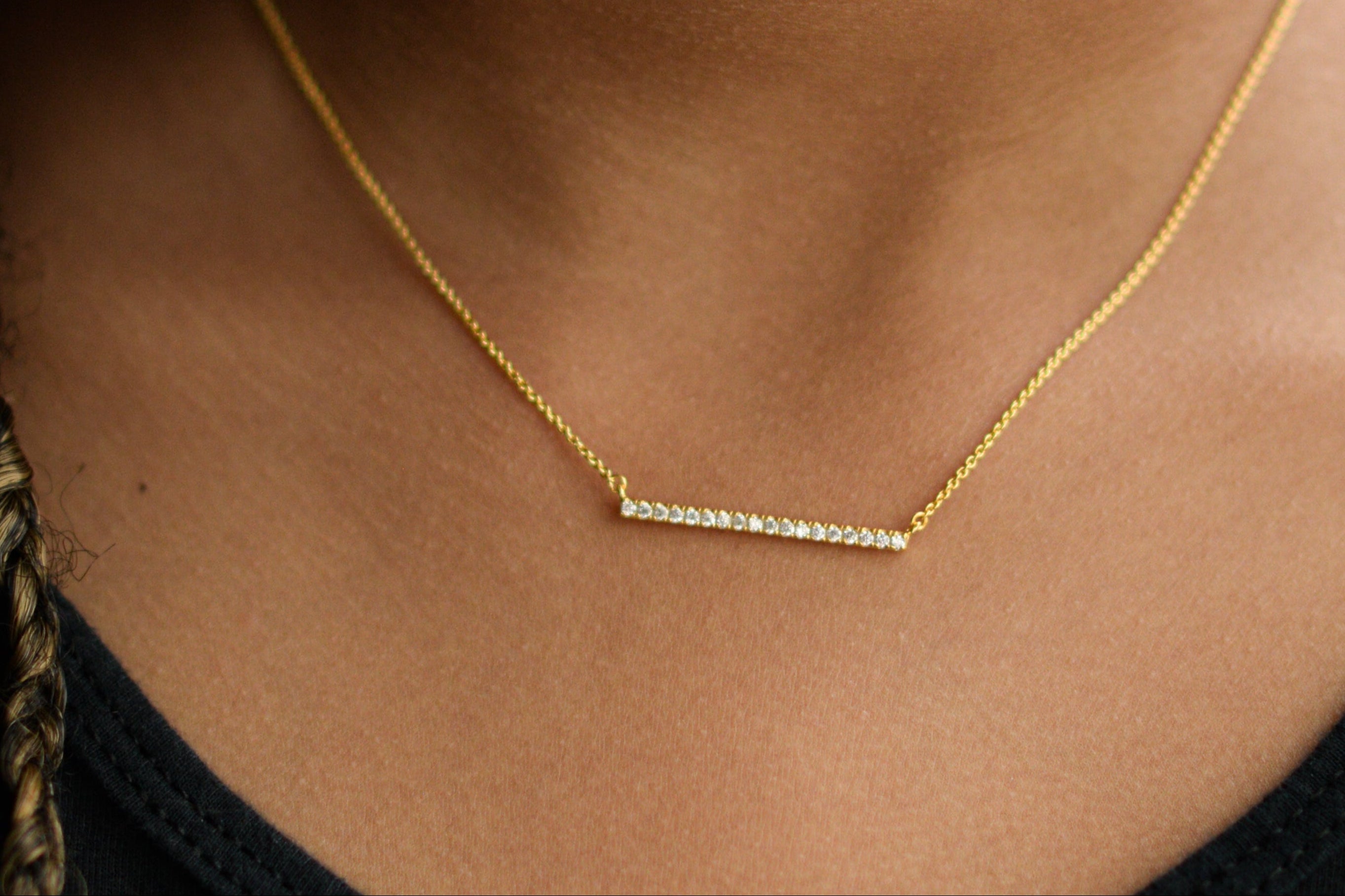 Raise the Bar Necklace with Cubic Zirconia