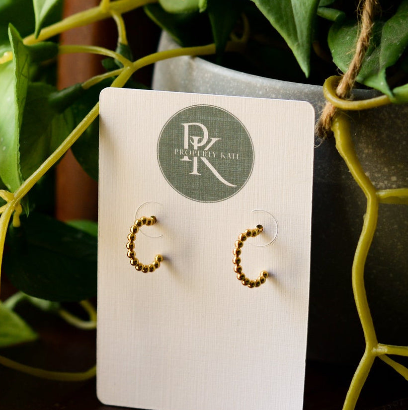 Dainty Beaded Hoop - 14k plated sterling silver