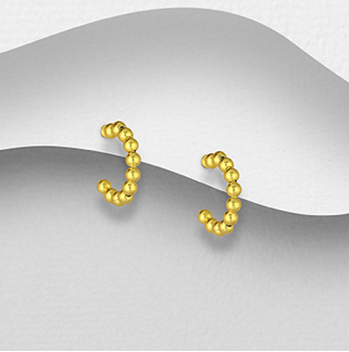 Dainty Beaded Hoop - 14k plated sterling silver