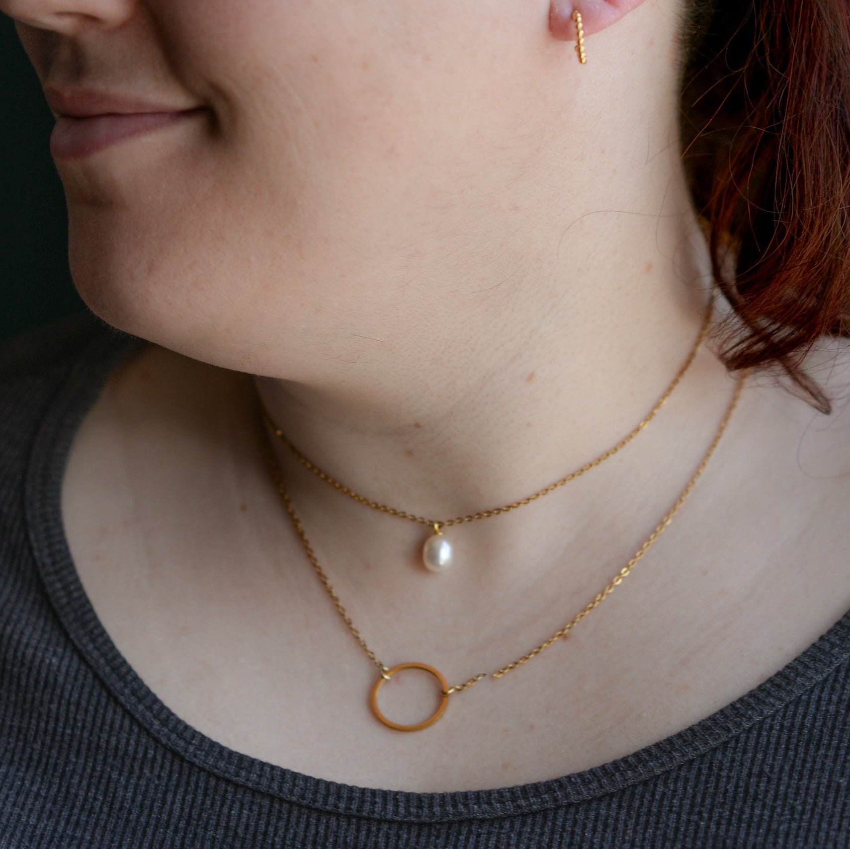 Dainty Beaded Hoop - 14k plated sterling silver